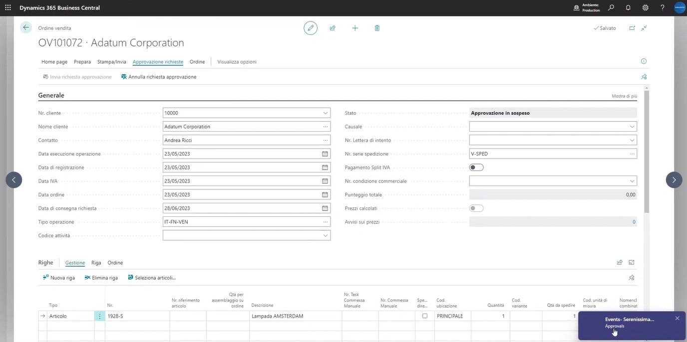 Flussi di approvazione Power Automate BC screen 2