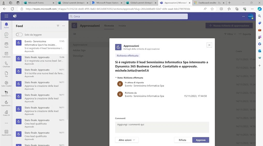 Approvazione lead via teams 